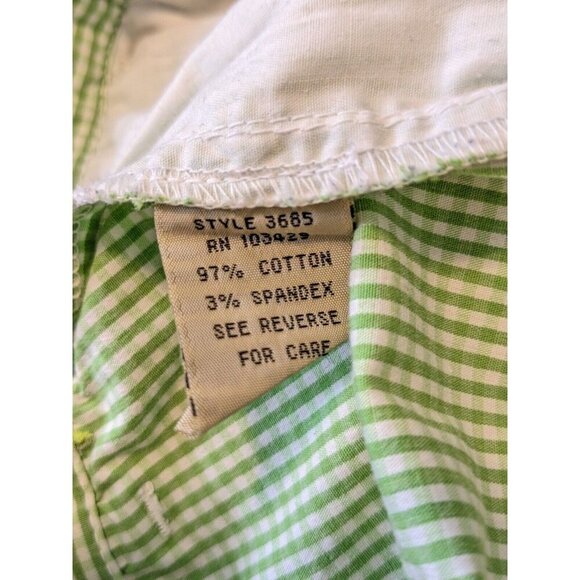 Khakis Brand Shorts Womens 8 Gingham Cherry Bermuda Walking Embroidered Green - Picture 5 of 5